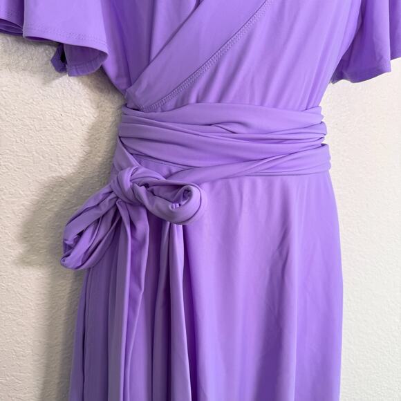 Elhoffer Wrap Dress Womens XL Essential Flutter Midi Cosplay Costume Lavender - Picture 3 of 11